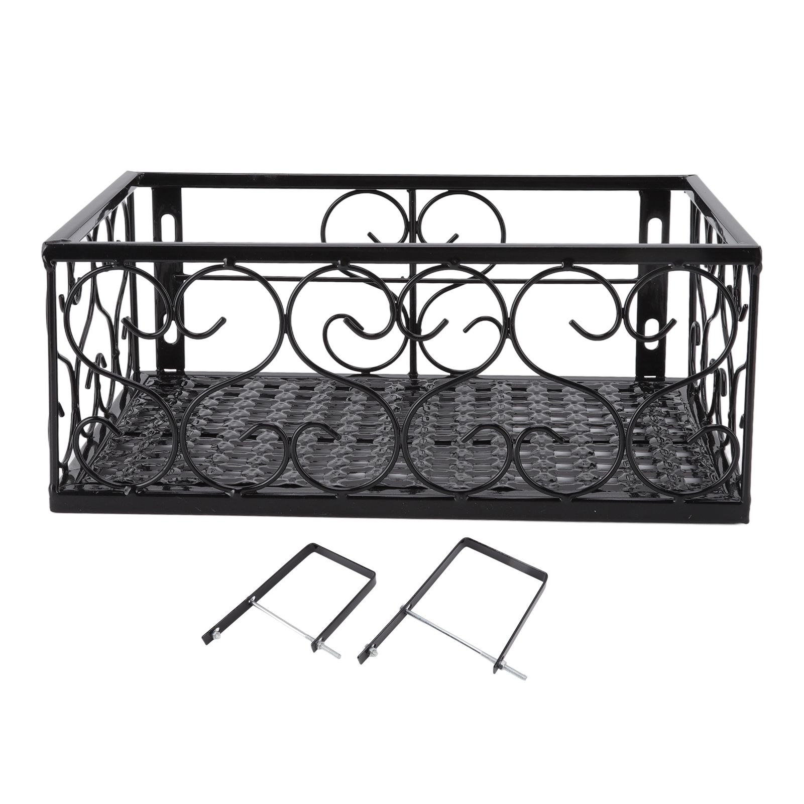 Balcony Flower Pot Stand Thickened Iron Decorative Patio Railing Shelf With Retainers for Windowsill Applicable to 10.5cm/4.1in Railing