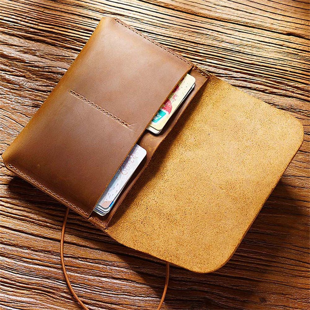 Leather Passport Holder with Travel Wallet, Genuine Leather Passport Cover- Passport Wallet, Leather Folding Wallet for Passports ( Brown) — image 2