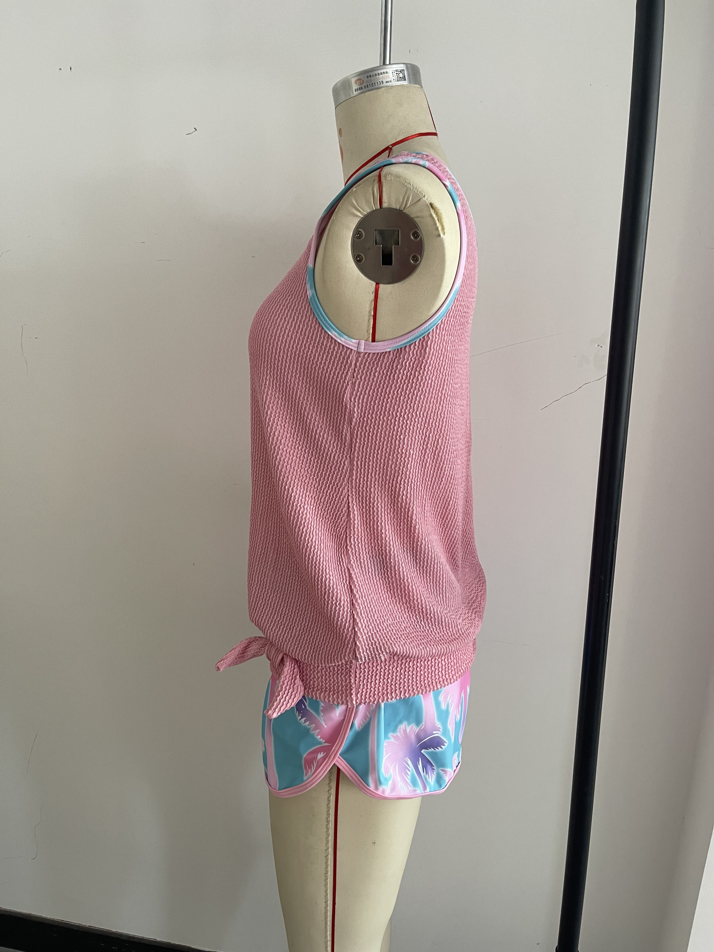 Palm Tree Print Holiday-Style Knit Fabric Two-Piece Swimsuit Size L โ image 4