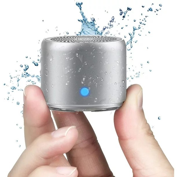 Mini Bluetooth Speaker with Passive Radiator, Pocket Size Wireless Speaker with 12 Hour Playtime for Travel and Outdoors, Silver
