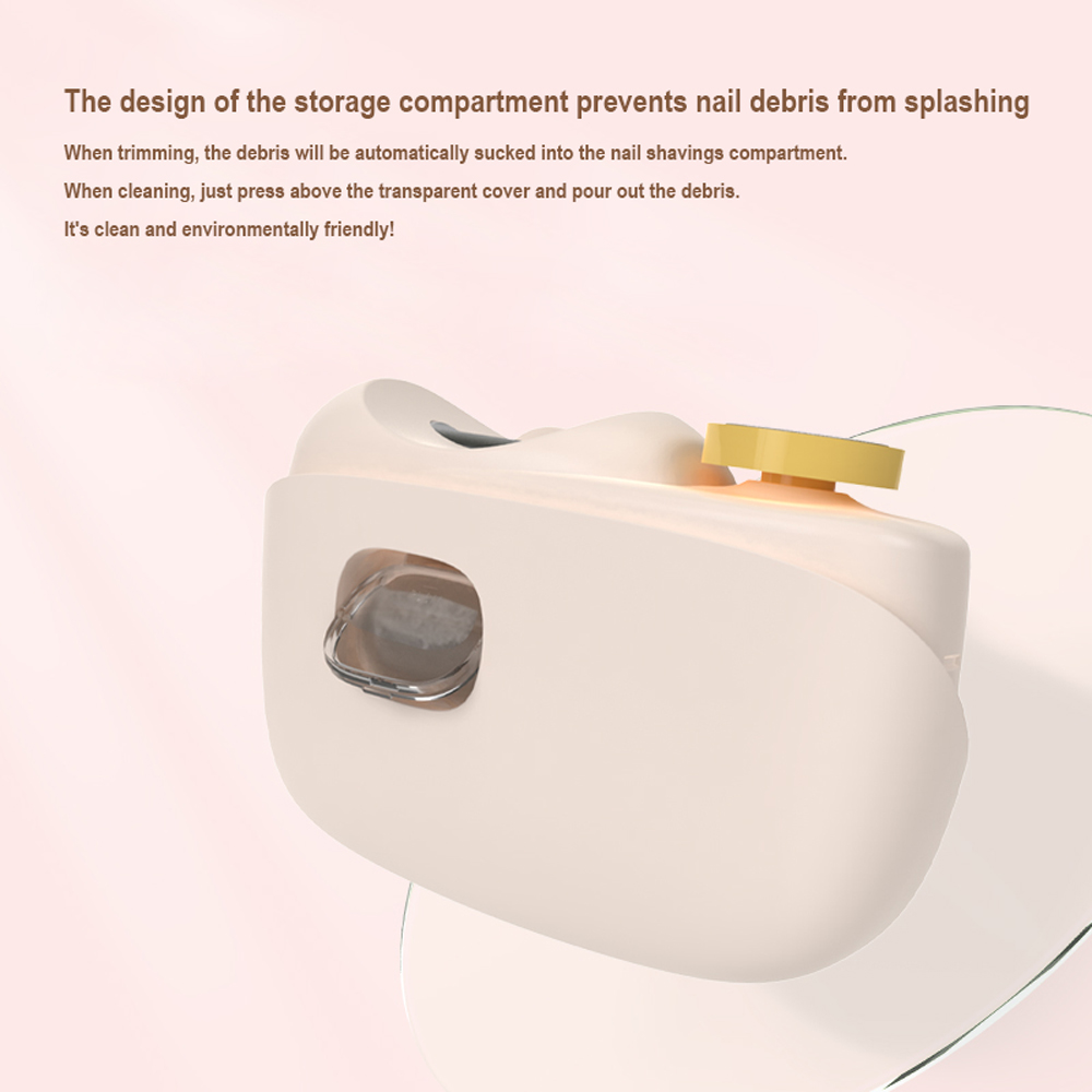 White Electric Nail Clipper and Grinder 2-in-1 Automatic Nail Trimmer with LED Light Rechargeable Manicure Tool for Babies Adults and Seniors — image 6