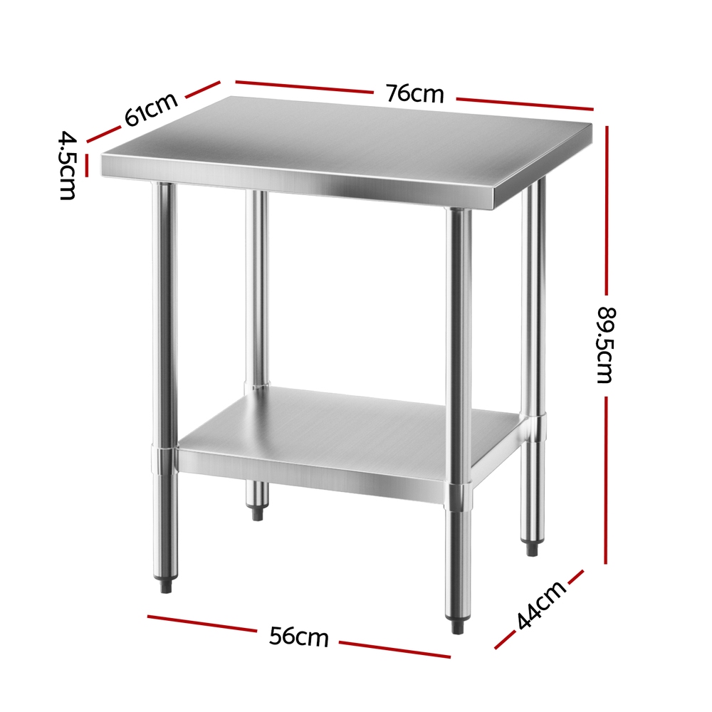 Cefito Stainless Steel Kitchen Bench Work Table 610 x760MM 430 โ image 2