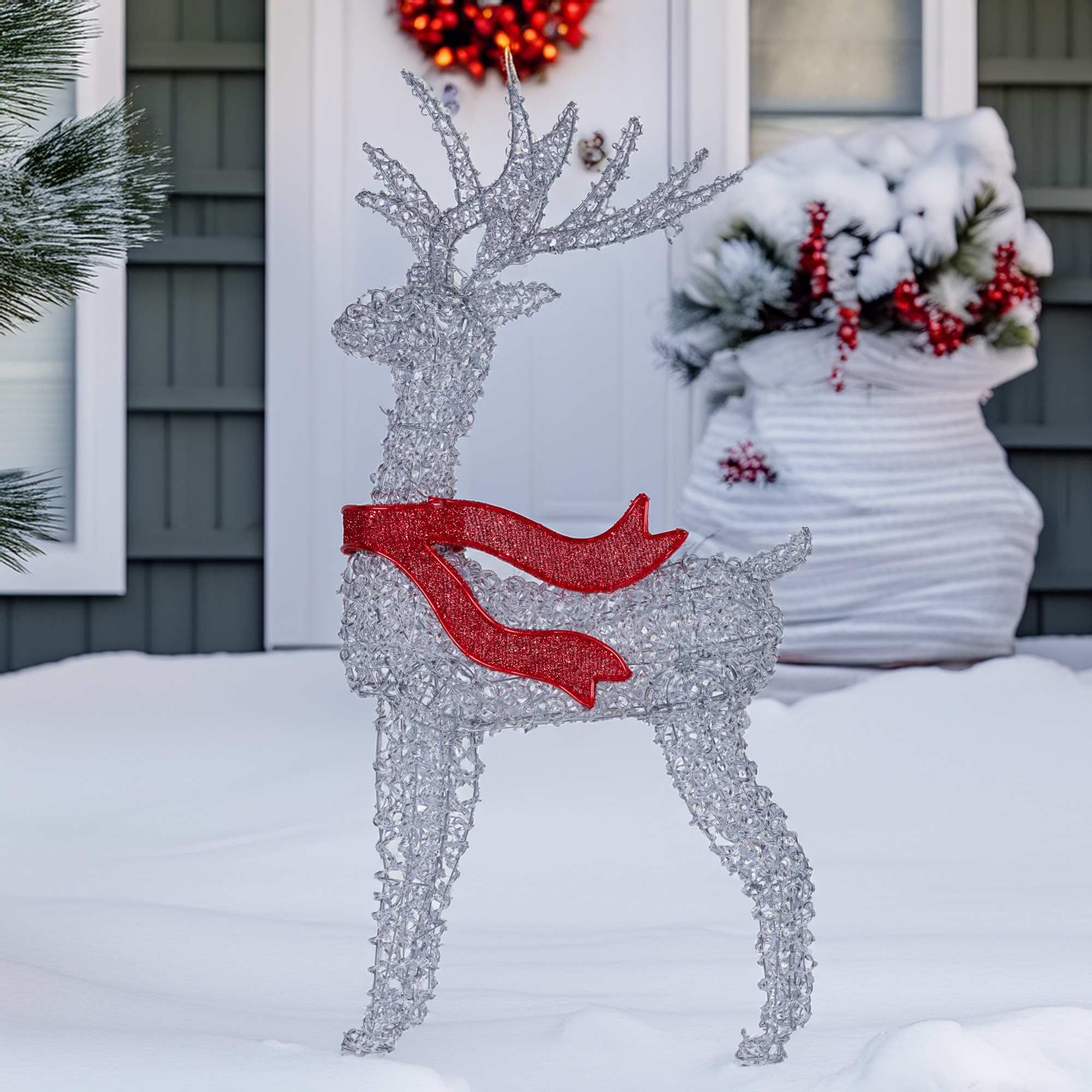 Christabelle Large 1.5m Christmas Reindeer Outdoor Indoor Light-Up Display Decoration Lawn Statue LED Lights Red Bow โ image 6