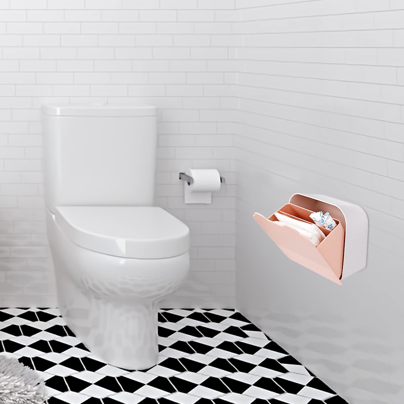 Sanitary napkin storage box wall mounted miscellaneous storage rack basket wall mounted bracket rack storage box compartment โ image 4