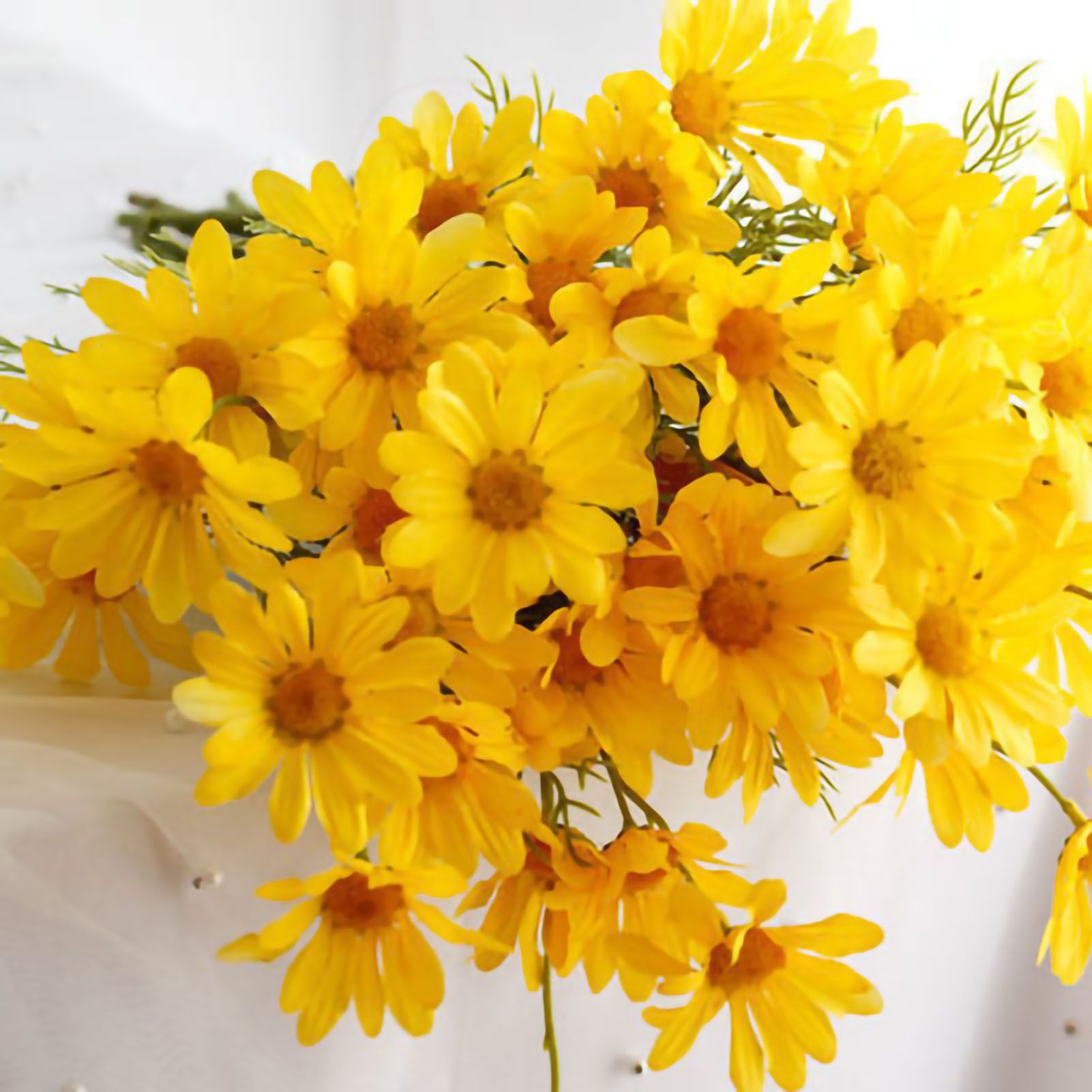 Artificial Daisy Flowers Bouquet Home Decoration for Living Room Dining Room Bedroom Office Light Yellow — image 5