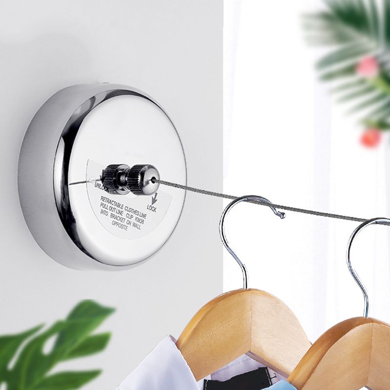 Wall Hanging Clothesline Telescopic Invisible Retractable Dryer Clothes Line for Home Hotel Round Stainless Steel 2.8meter Nylon Rope 2 Installation — image 3