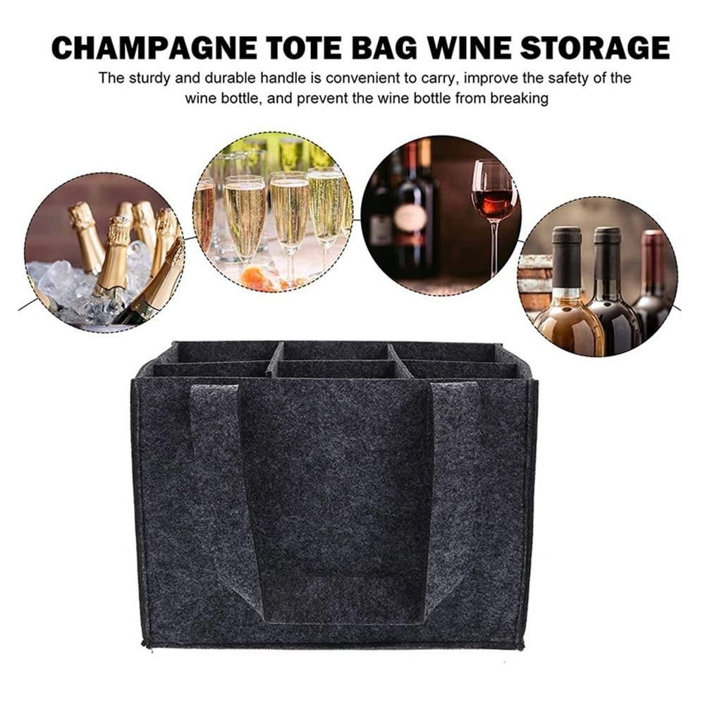Wine Bottle Wine Carrier Tote, Cube Box Portable Fashion Wine Bottle Carrier Foldable 6 Bottles Home Protective Grey Wine Storage Bag โ image 3