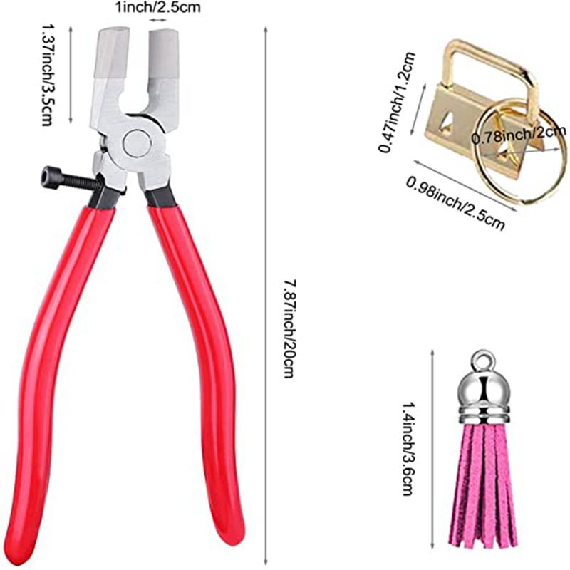 60pcs Key Fob Hardware with 1Pcs Key Fob Pliers, Glass Running Pliers Tools with Curved Jaws, Studio Running Pliers — image 2
