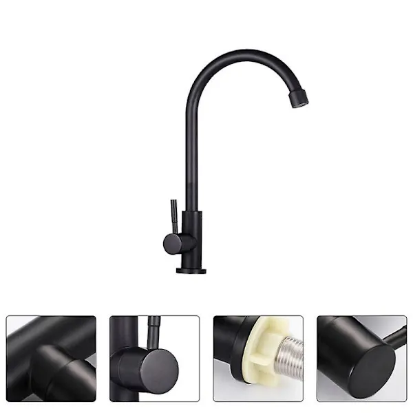 Kitchen Faucet Single Hole Bathroom Water Faucet Swivel Cold Water Faucet, durable and practical material, 360 Degree Rotation, Black Finish โ image 3