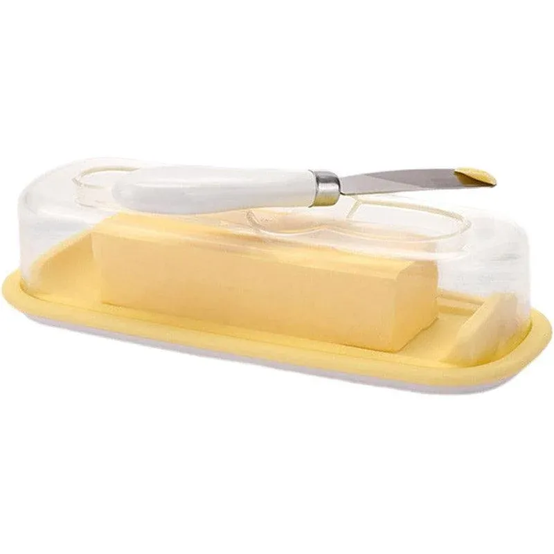 Square Butter Box with Knife Cheese Storage Container Cutting Tray for Kitchen β image 2