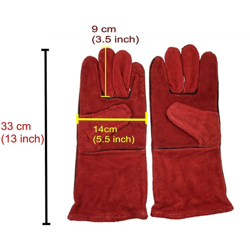 Heavy Duty Large Heat Resistant Leather Lined Welding Gloves For Wood Stove Log Burner Bbq, Gardening Gloves For Men โ image 3