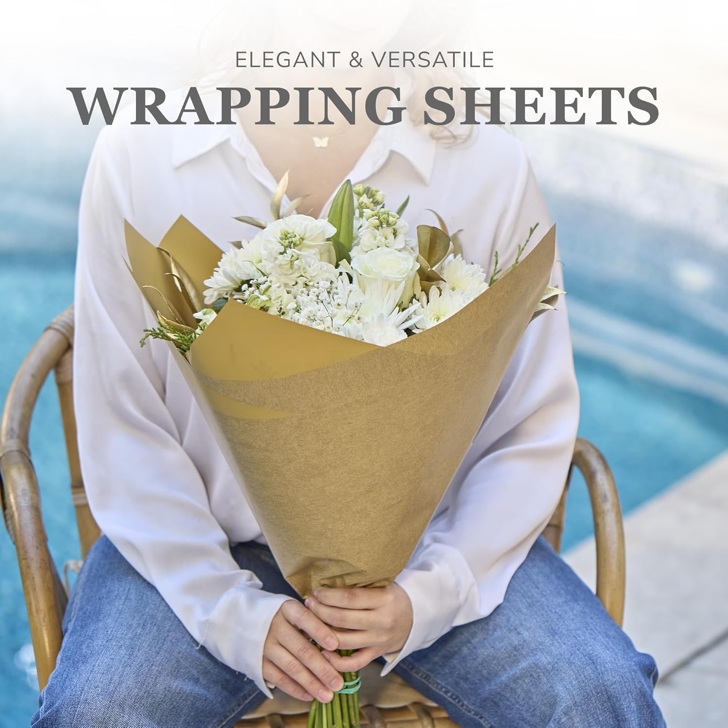 20 Sheets Premium Flower Wrapping Paper | Waterproof Flower Wrapping Paper for Bouquets | Double Sided Floral Bouquet Sheets | DIY Gifts Colorblend Kraft Look โ image 2
