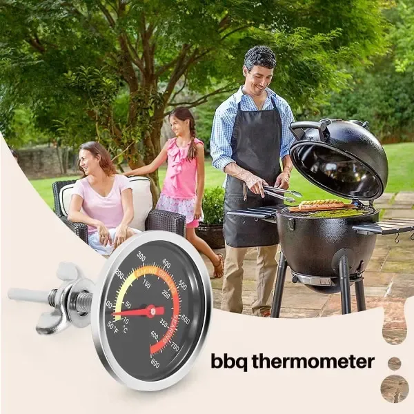 2 Pack Grill Temperature Gauges, Metal BBQ Smoker Thermometers for Charcoal Grills, Fire Pits and Pizza Ovens, Silver — image 3
