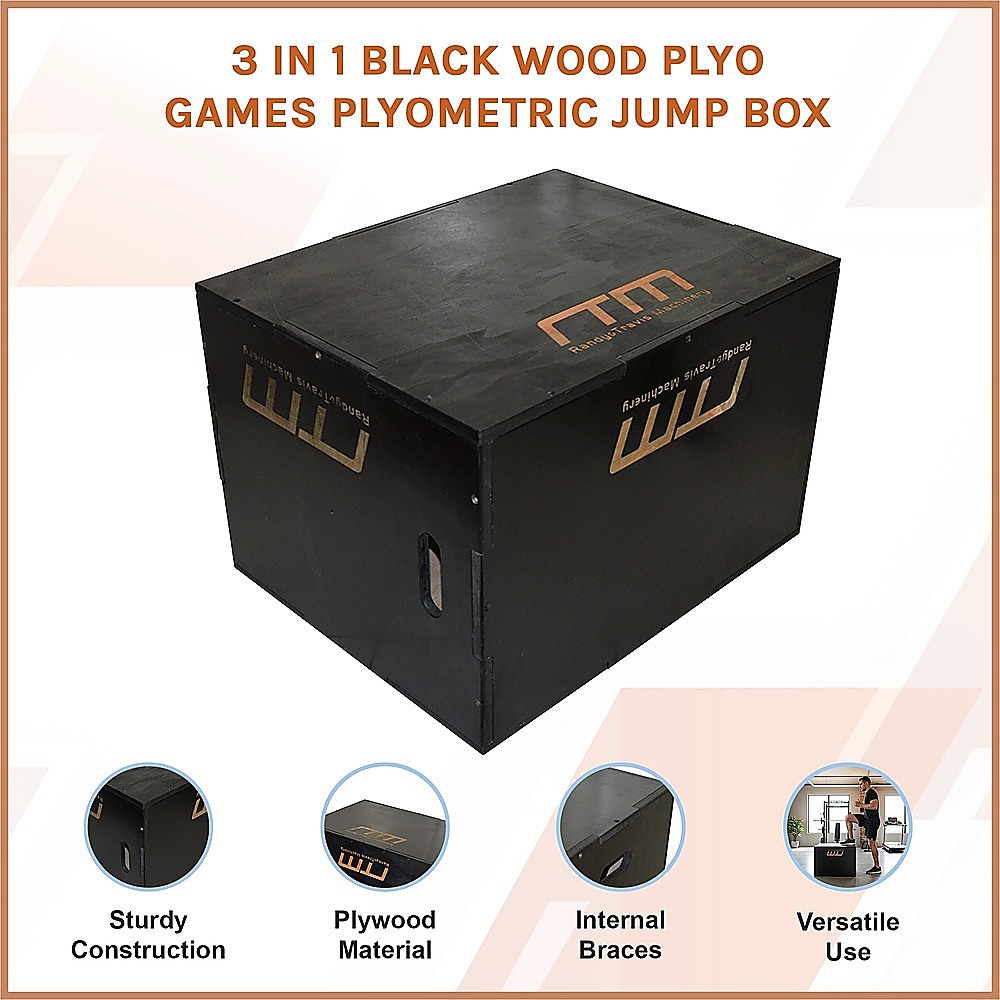 3 IN 1 Black Wood Plyo Games Plyometric Jump Box — image 3