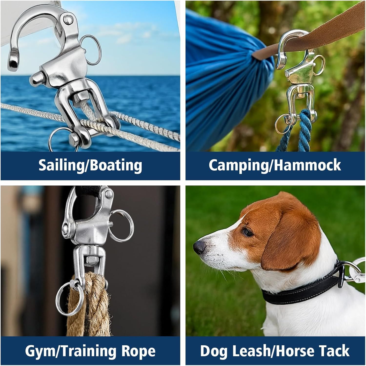 316 Stainless Steel Swivel Snap Shackle Clevis Quick Heavy Duty Release Spring Hook Marine Grade Sailing Halyard Shackle for Boat Rigging Industrial Lifting — image 6