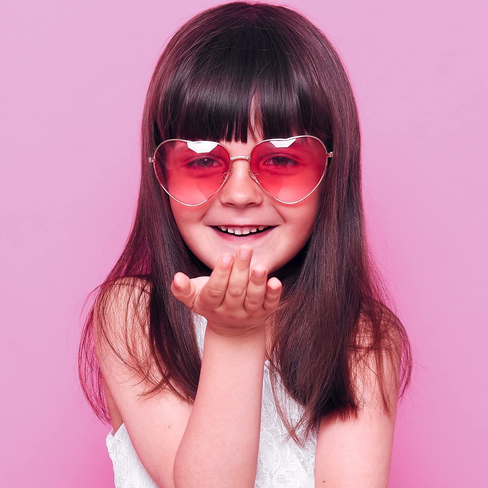 Heart Sunglasses Thin Metal Frame Hippie Lovely Aviator Style Eyewear Chezi Metal Colorful Tinted Lens Heart Sunglasses — image 4