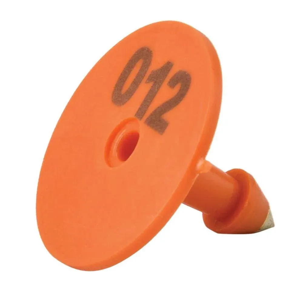 1-100 Cattle Number Ear Tag Set - Round Orange Pig Sheep Goat Livestock Label — image 2