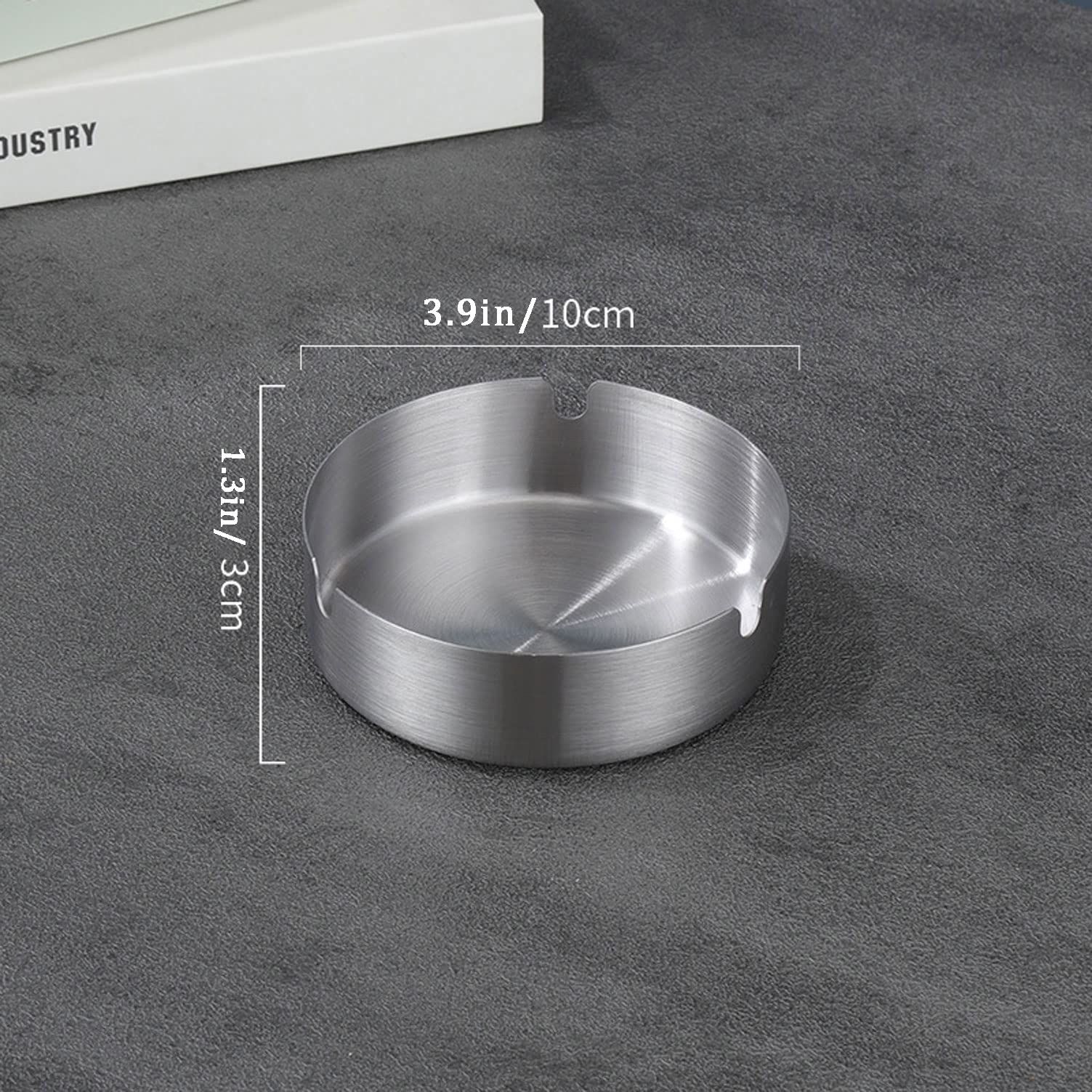Pack of 2 Cigar Ashtray Tabletop Round Stainless Steel Ash Tray Suitable for Cigarette Ash Holder for Home — image 5