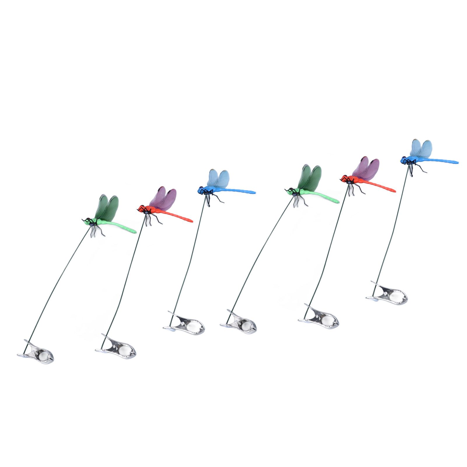 Dragonfly Clip Fake Dragonfly Pole Clips Natural Organic Concept 3D Dragonfly Garden Decor for Family Garden Potted Flowers Lawn House Statue 6Pcs — image 5