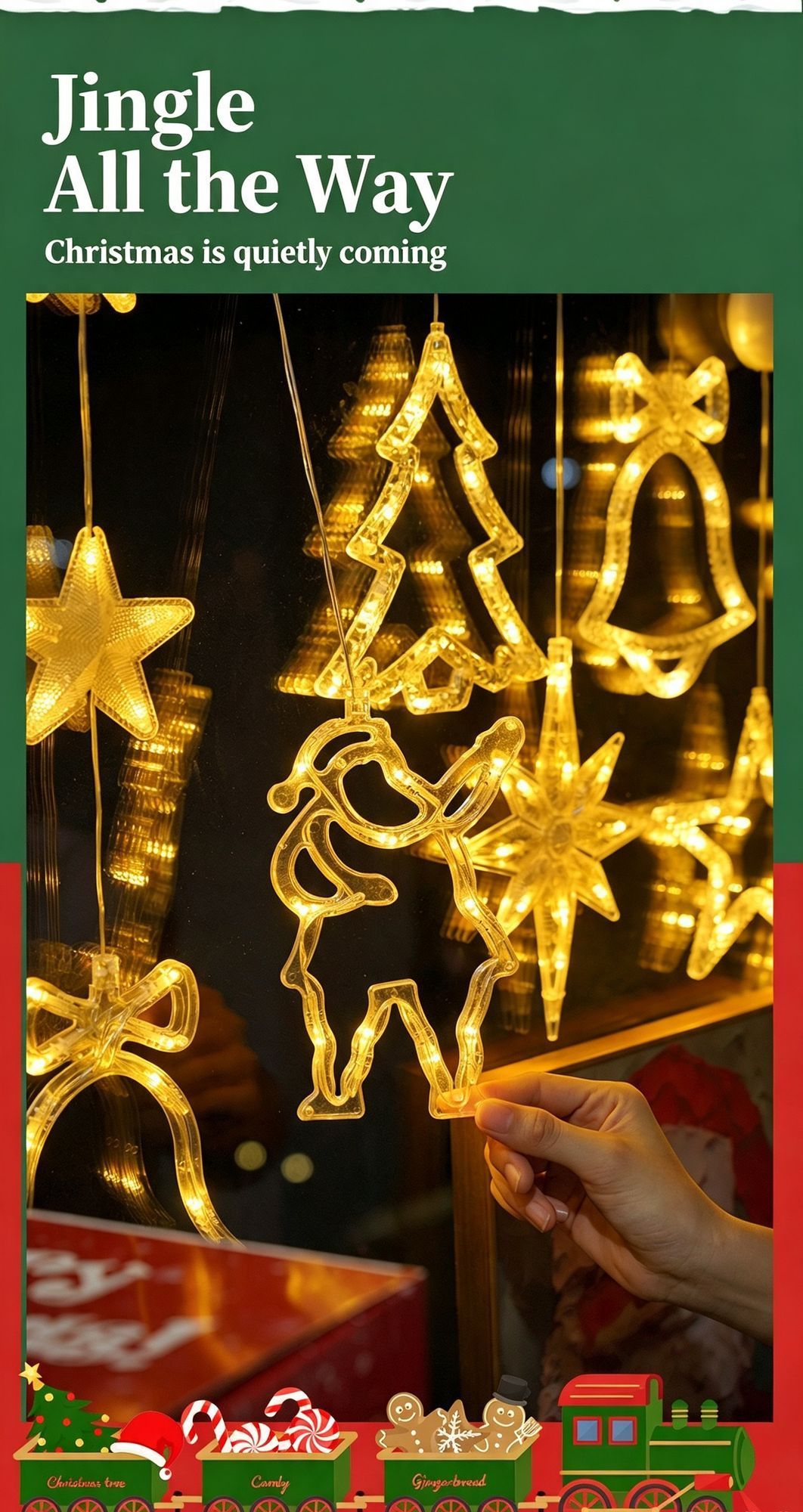 Christmas LED Suction Hanging Lights, Colourful Heart Shape Fairy Lights 3 Pack, Warm Home Window Festive Ornaments — image 6