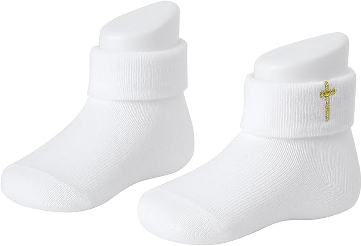 1 pair of baby socks - white cotton socks, suitable for both boys and girls - white - suitable for babies from 0-12 months โ image 2