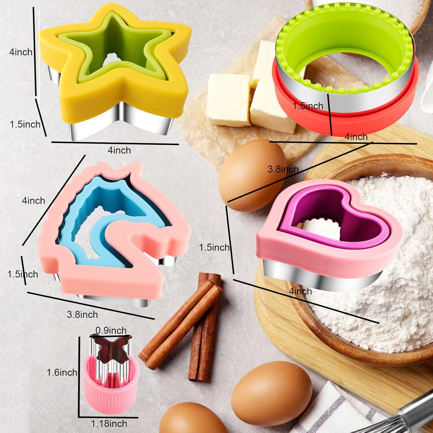 Sandwich Cutter and Sealer for Kids 4pcs Large Bread Decruster Sandwiches Cruster Maker Vegetable Fruit Cookies Food Cutter Shapes Set for Boys Girls Lunch โ image 6