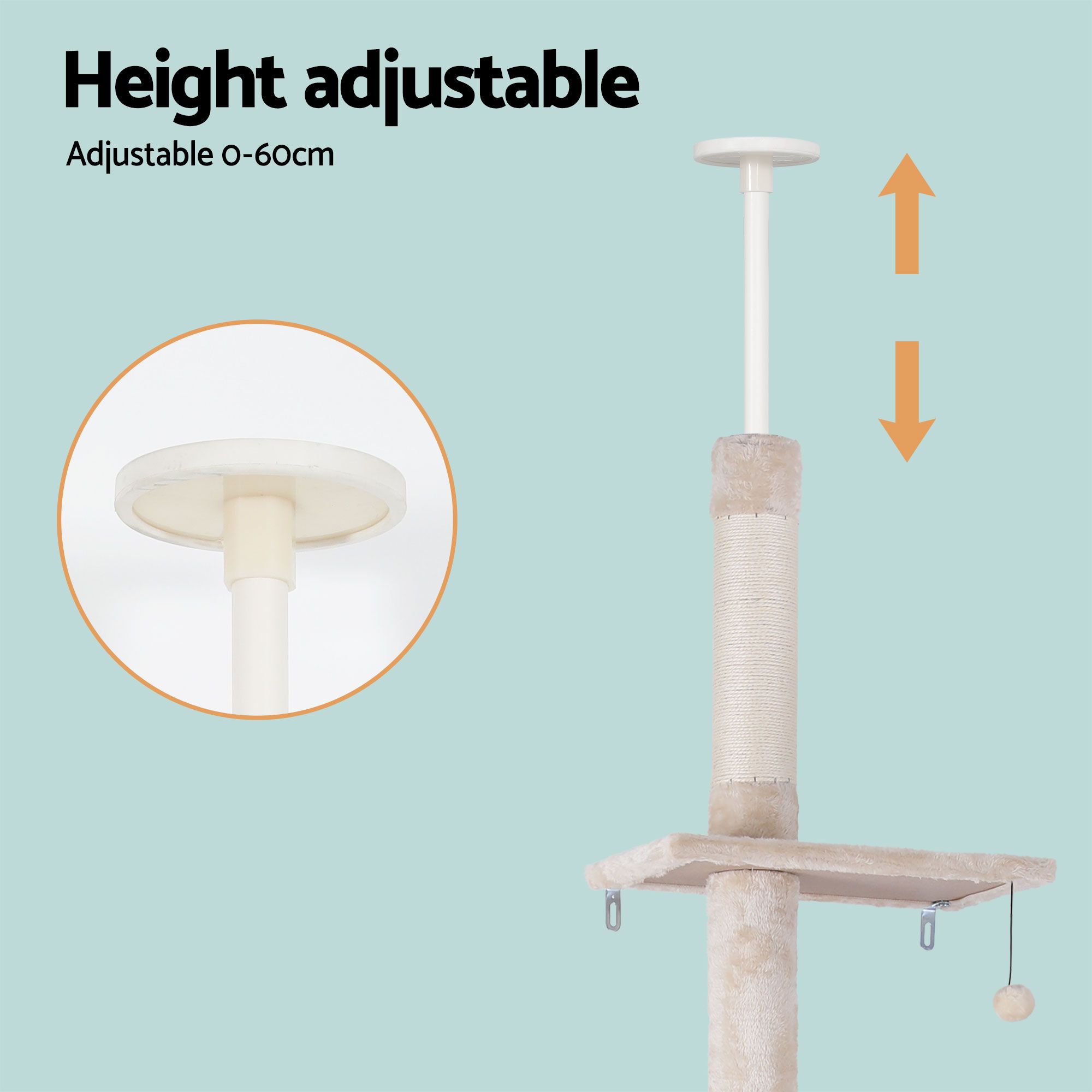 i.Pet Cat Tree 290cm Tower Scratching Cats Post Scratcher Floor to Ceiling Bed โ image 5