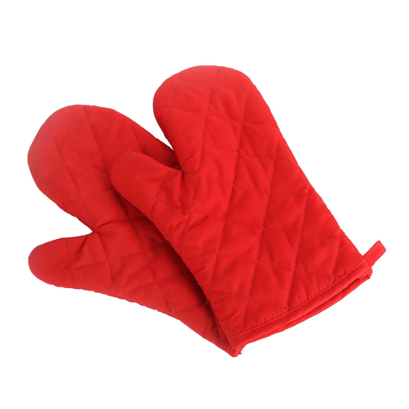 2 Pieces Oven Mitts and Grill Gloves, Non-Slip Cooking Gloves for Baking, Grilling and Everyday Kitchen Use, Red