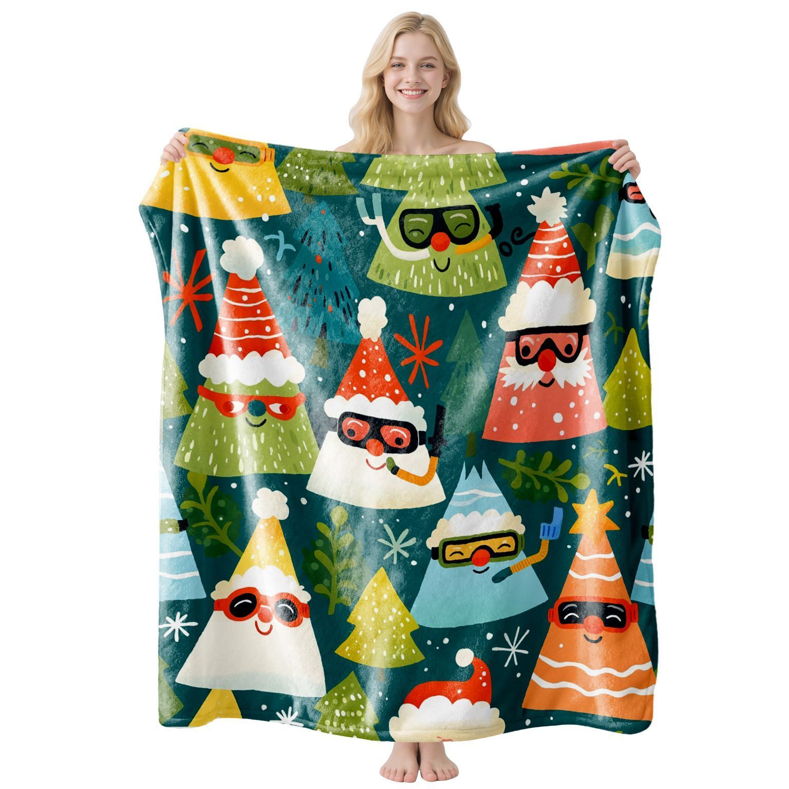 Accent‑oriented Holiday Flannel Throw Blanket, Snuggly Nap Cover, Perfect Gift For Christmas & Halloween Bedroom And Living Room Refresh, Style FLR‑222, Size