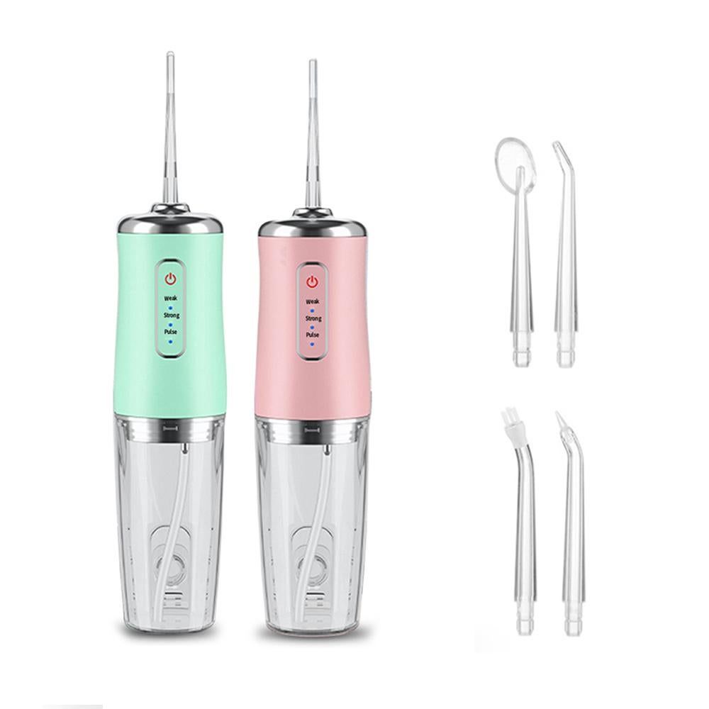 2pcs Water Dental Flosser Electric Water Cordless Teeth Cleaner for Home Travel -Green and Pink