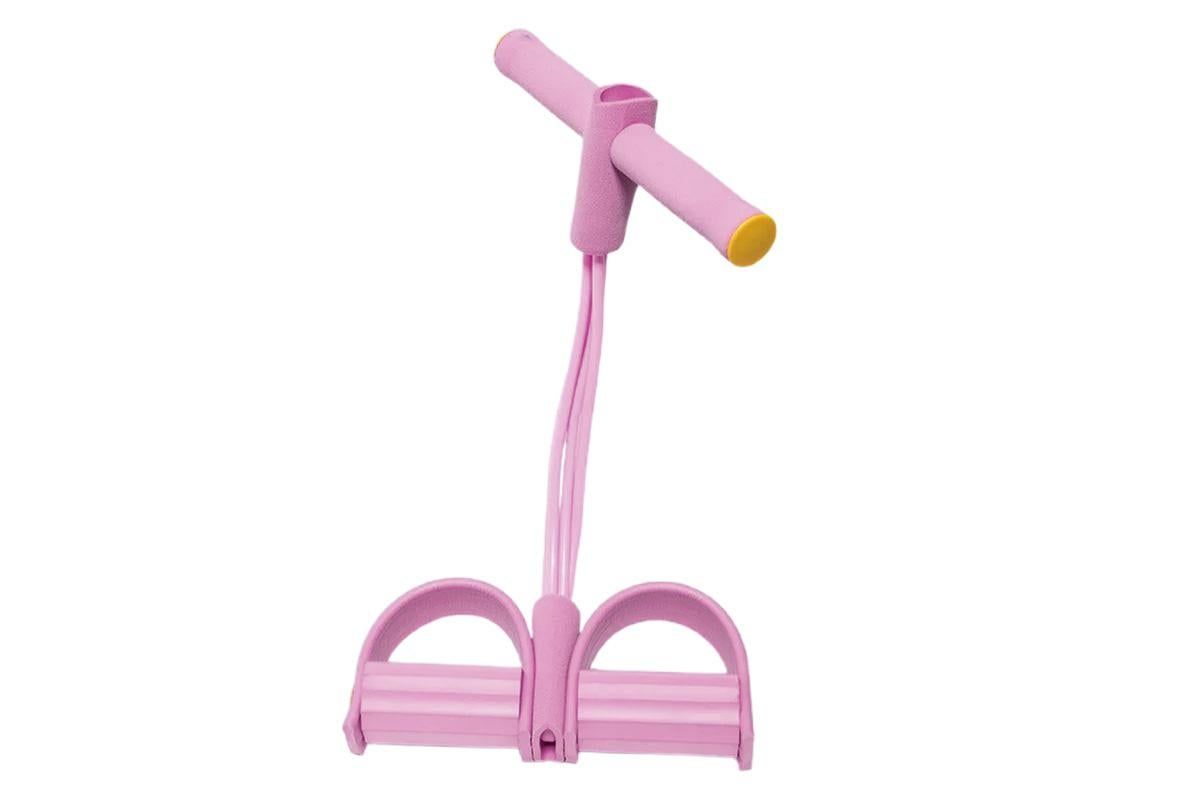 6 Tube Resistance Band Ankle Puller Foot Pedal Fitness Exercise Rope - Pink โ image 2