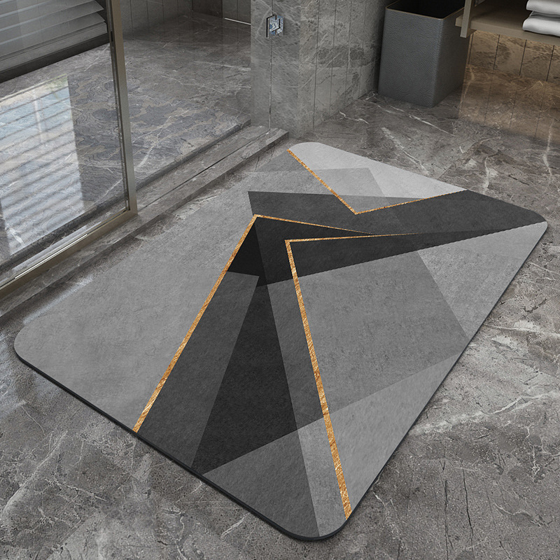 Grey Polarization reversal Modern Absorbent Diatomaceous Earth Bath Mat - Quick Dry, Non-Slip, Soft Bathroom Floor Mat โ image 3