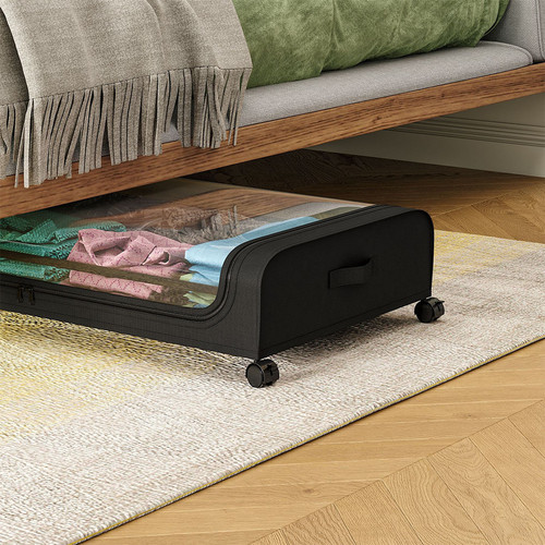 Black Square Under-Bed Storage Rack with Wheels Sturdy Easy to Move for Bedroom AU โ image 2