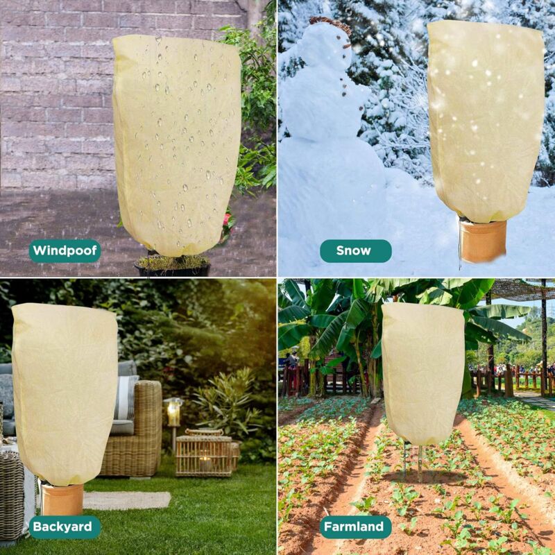 2 Pieces Plant Winter Protection Bags Winter Protection For Potted Plants, Beige, Solid, 100 × 80 Cm — image 3