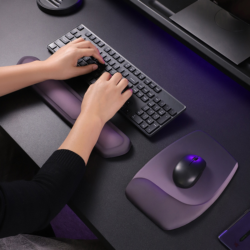 Purple and Green Comfortable Memory Foam Wrist Rest Set β Ergonomic Mouse Pad & Keyboard Hand Support for Office and Home Use β image 3