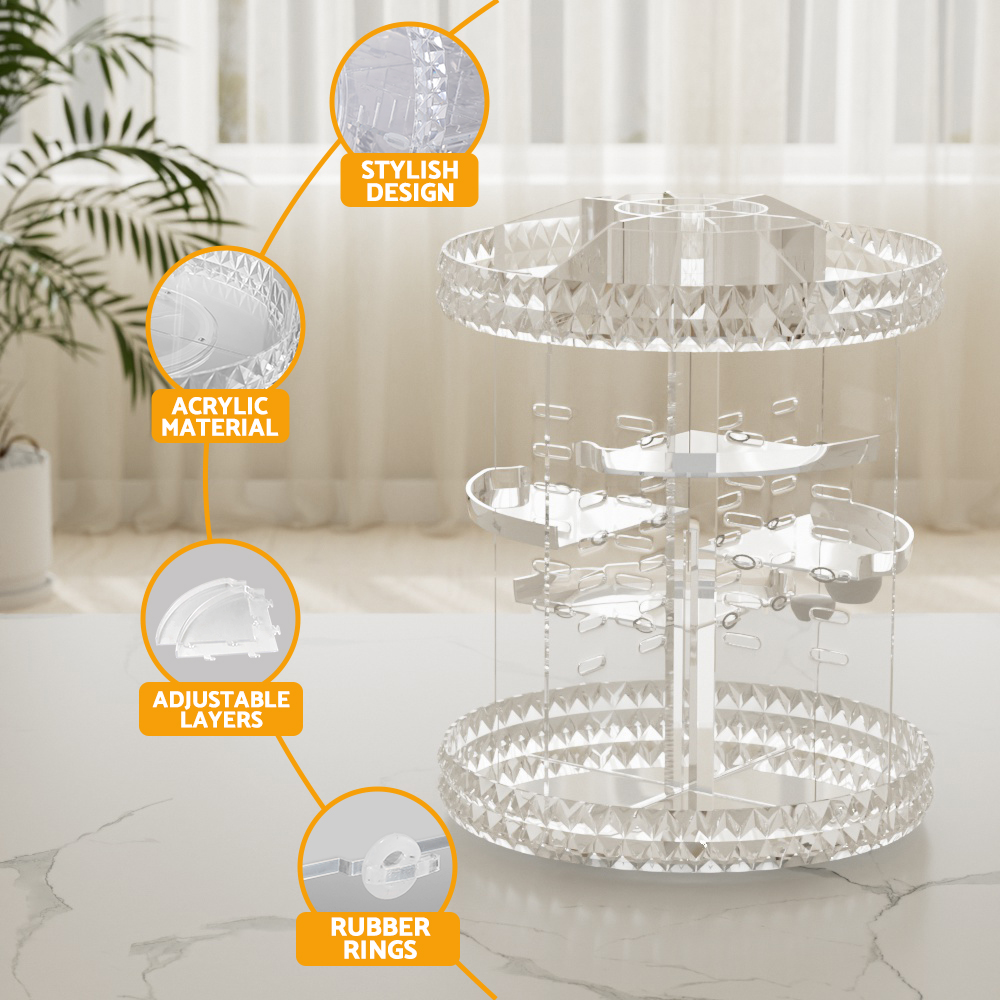 Embellir Makeup Organizer Acrylic Rotating Cosmetic Organizer Storage Display Holder — image 4