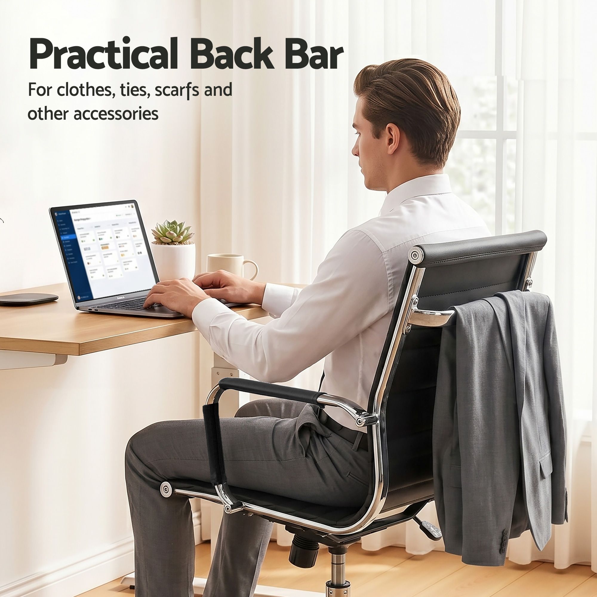 Artiss Office Chair Conference Chairs PU Leather Mid Back Black — image 6