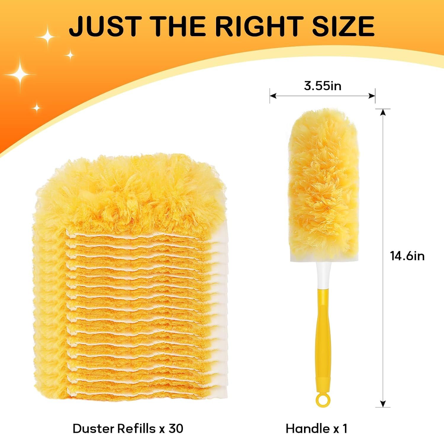 30 Pack Multi-Surface Duster Refills with 1 Handle, 360-Degree Disposable Cleaning Heads for Fans, Blinds, Furniture and Shelves — image 2