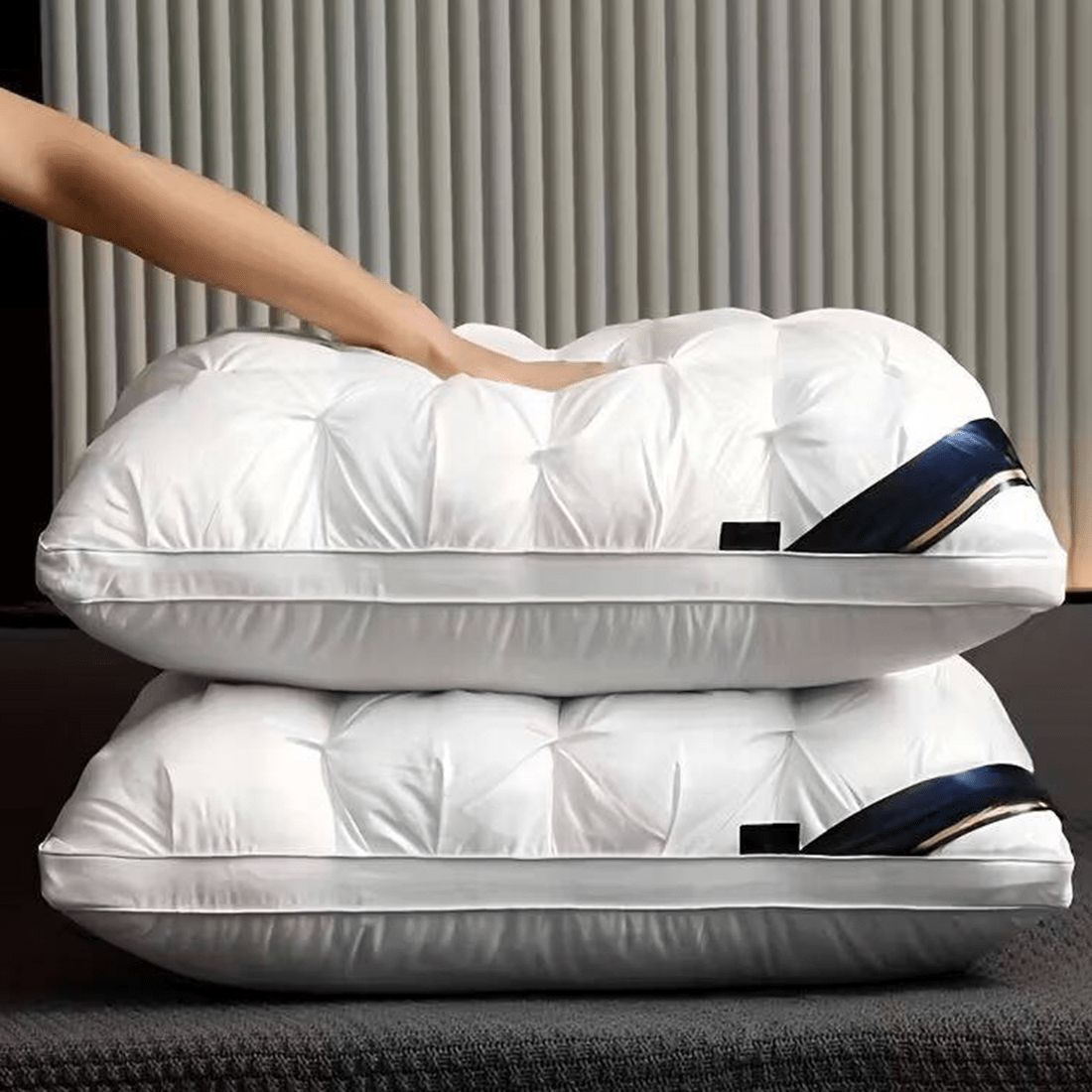 Luxury Pillow Quilted Pillow High-Quality Pillow Comfortable Pillow Bedding - Gray - Size 600g low pillow β image 5