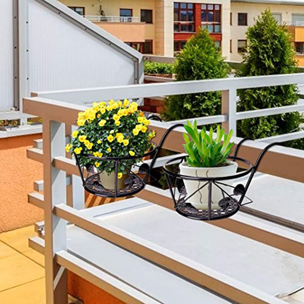 Iron Wire Hanging Flower Pot Holder Brackets Balcony Display Shelf Garden Plant Flower Holder Balcony Home Decoration โ image 5