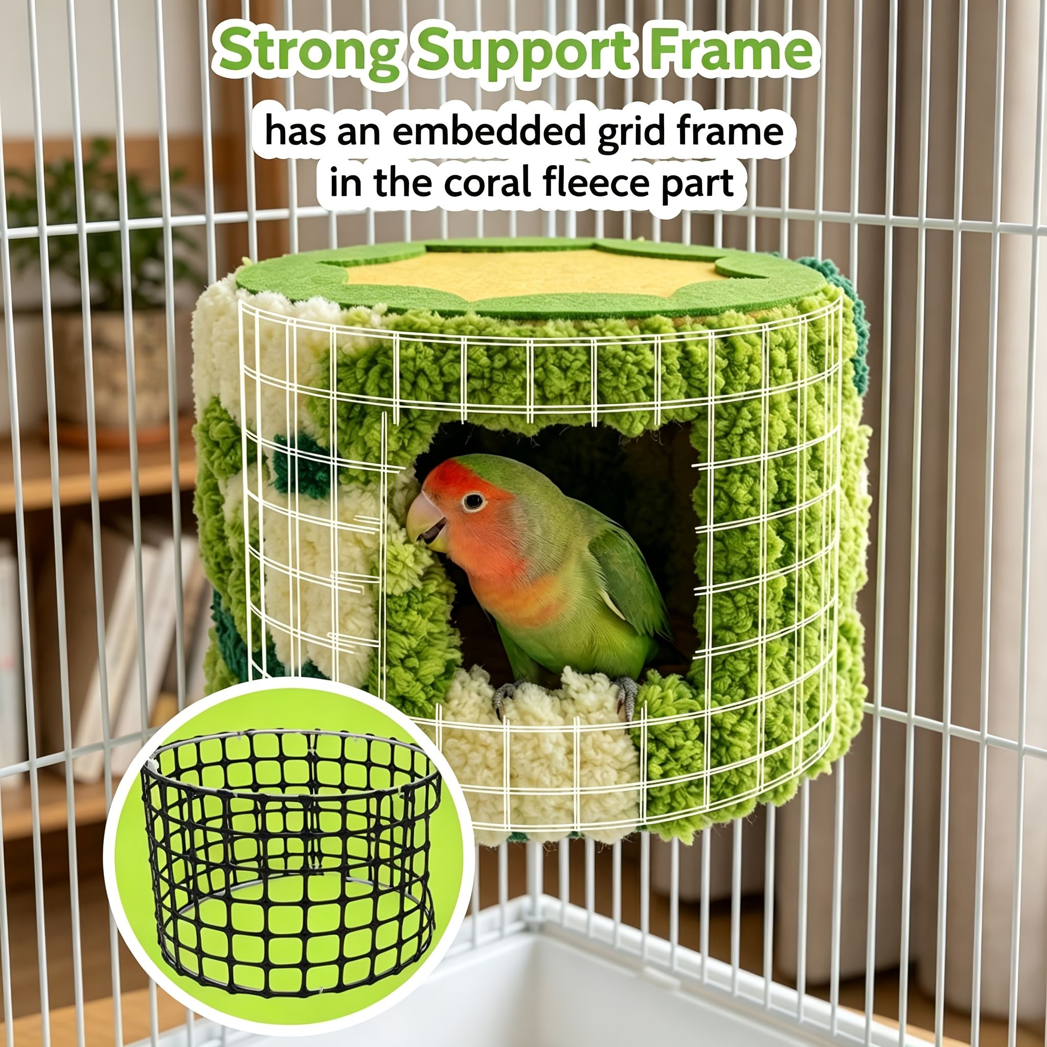 Cozy Hanging Bird Nest for Small Parrots – Warm, Soft, and Secure Hideaway with Removable Pad, Lovebirds, and Conures in Winter or Stress R — image 3