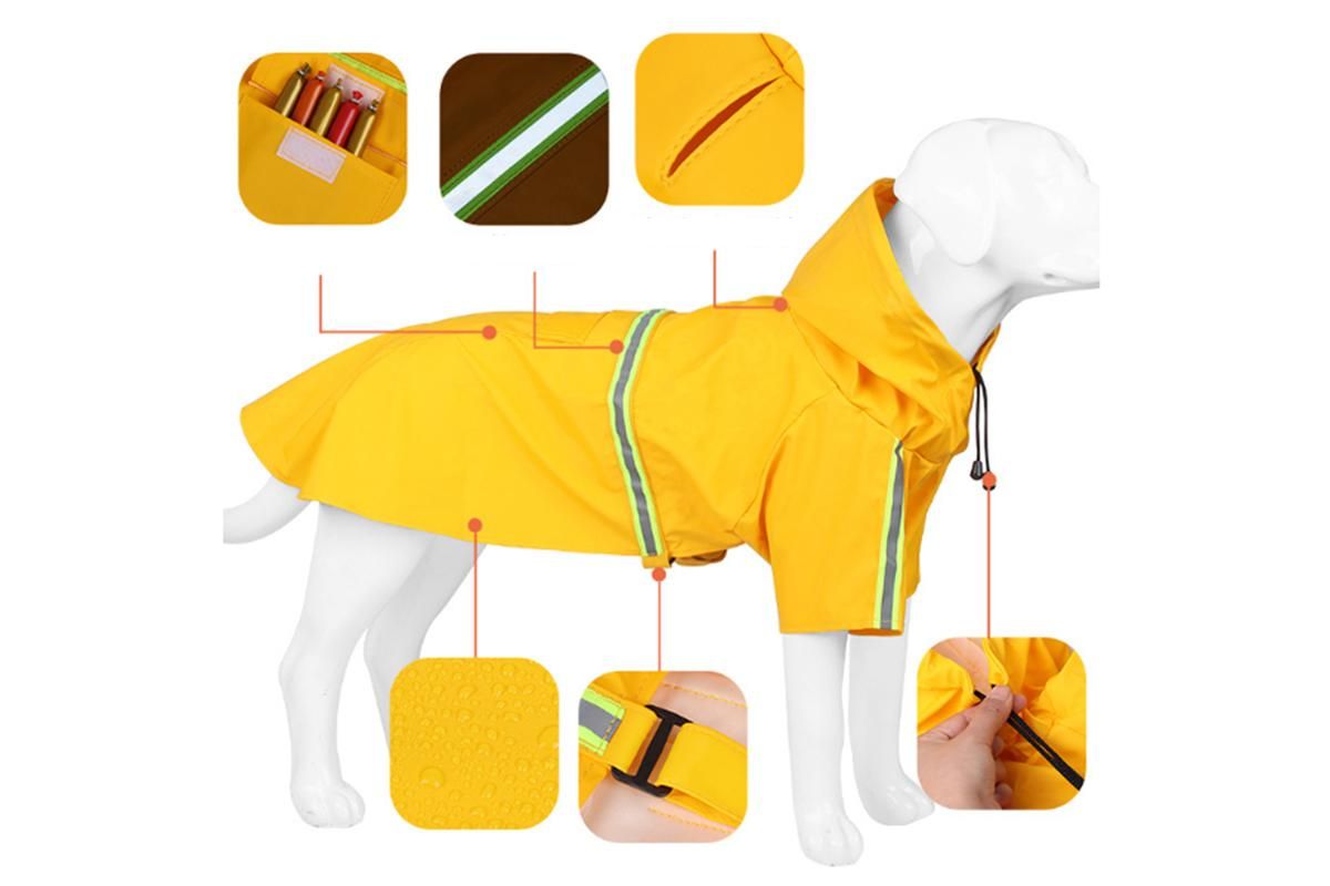 Pet Raincoat Outdoor Waterproof Dog Poncho for Small and Medium Dogs - Orange — image 4