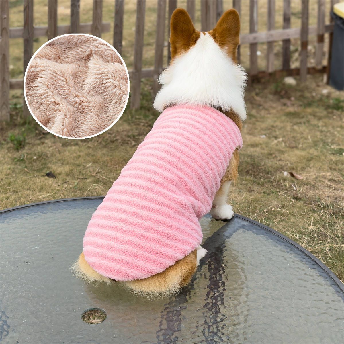 Pet Dog Vest Winter Warm Polyester Green [fleece lined & extra thick] M [recommendation 3-4kg ] — image 3