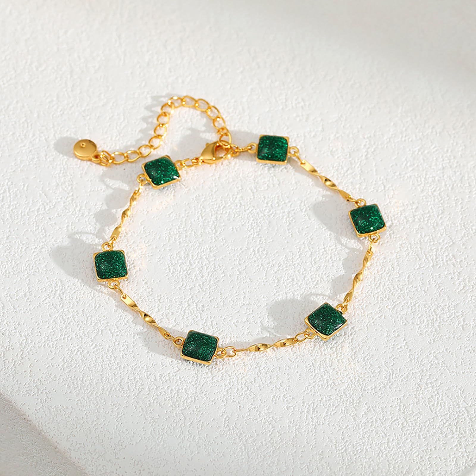 Emerald Bracelet for Women Plated Dainty Gold Emerald Green Bracelet for Women Teen Girls Perfect for Gifting — image 5