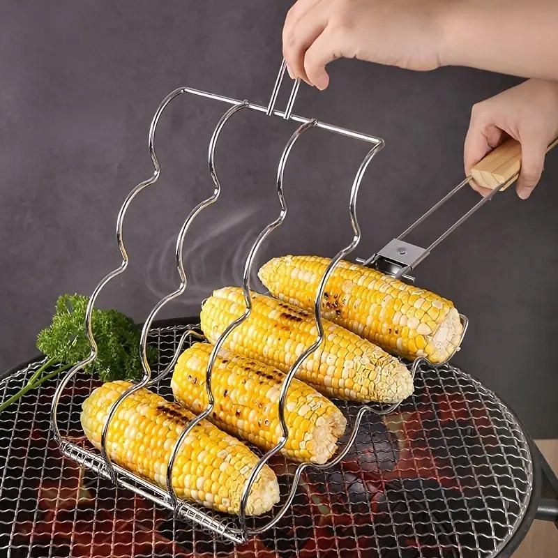 Folding Handle Corn Grill Clip Anti Scald Barbecue Tool for Home Outdoor Cooking — image 4
