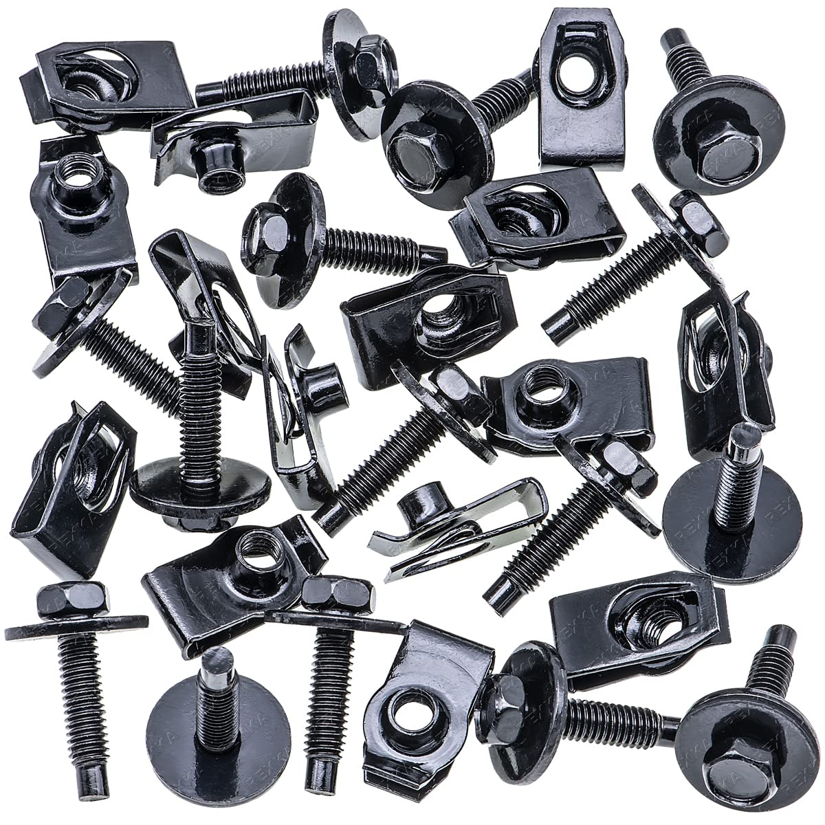 Rexka 15 Sets M6-1.0 Extruded U Nuts & Hex Head SEMS Body Bolts Kits for GM Ford Chevy Chrysler Jeep Dodge - Multipurpose - Bumper Fender Splash Shield Under — image 4