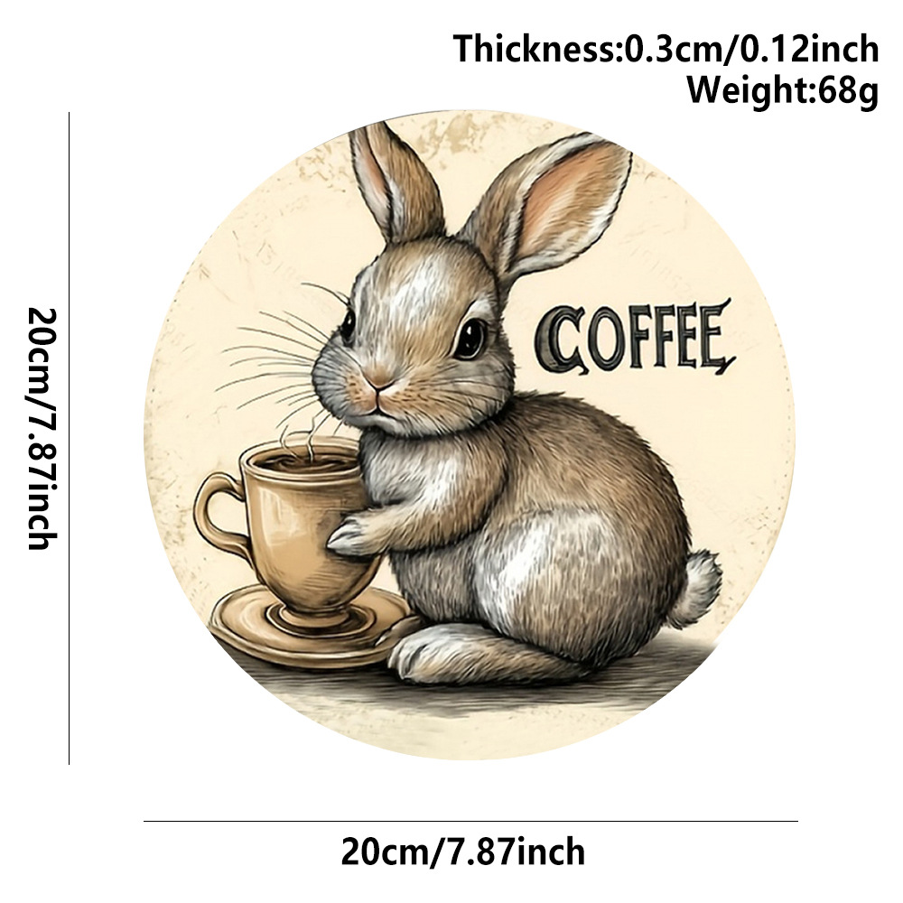 3 PCS Easter Wooden Hanging Signs Round Wall Decor Bunny and Egg Designs 20cm Front Door Plaque — image 4