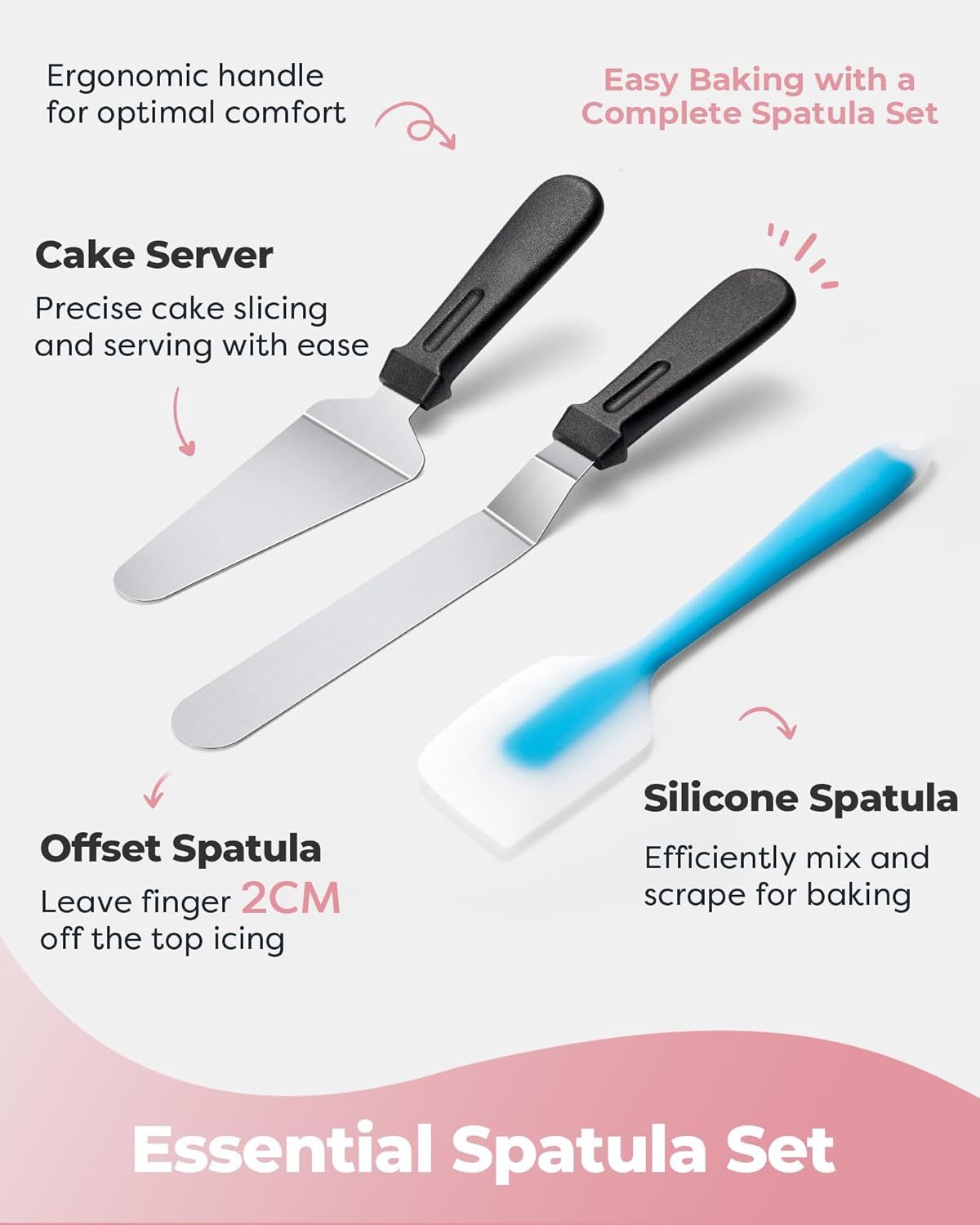 Premium Aluminum Alloy Cake Turntable Set with 3 Icing Scrapers, Offset & Silicone Spatulas, Non-Slip Base for Smooth Frosting, Professional Baking & — image 5