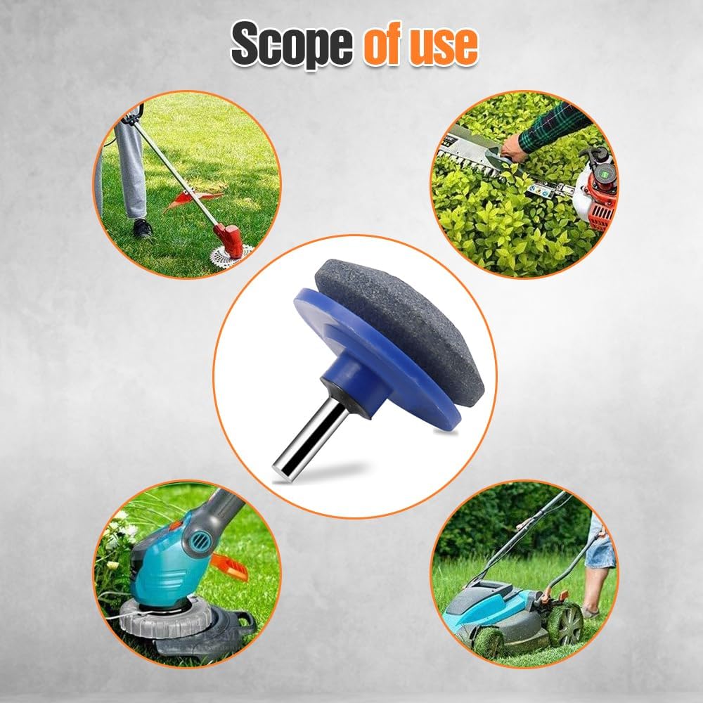 Lawn Mower Blade Sharpener, 3/4/5PCS Lawn Mower Blade Sharpener Tool Kits, Universal Lawnmower Blade Sharpener for Any Hand Drill for Man Dad (Blue/3PC) — image 6