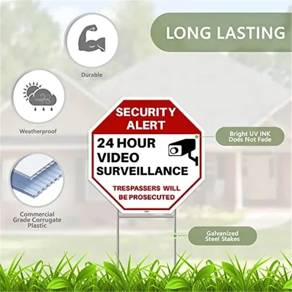 Video Surveillance Sign,Indoor or Outdoor Use for Home Business CCTV Security Camera, UV Protected & Waterproof,Red โ image 2